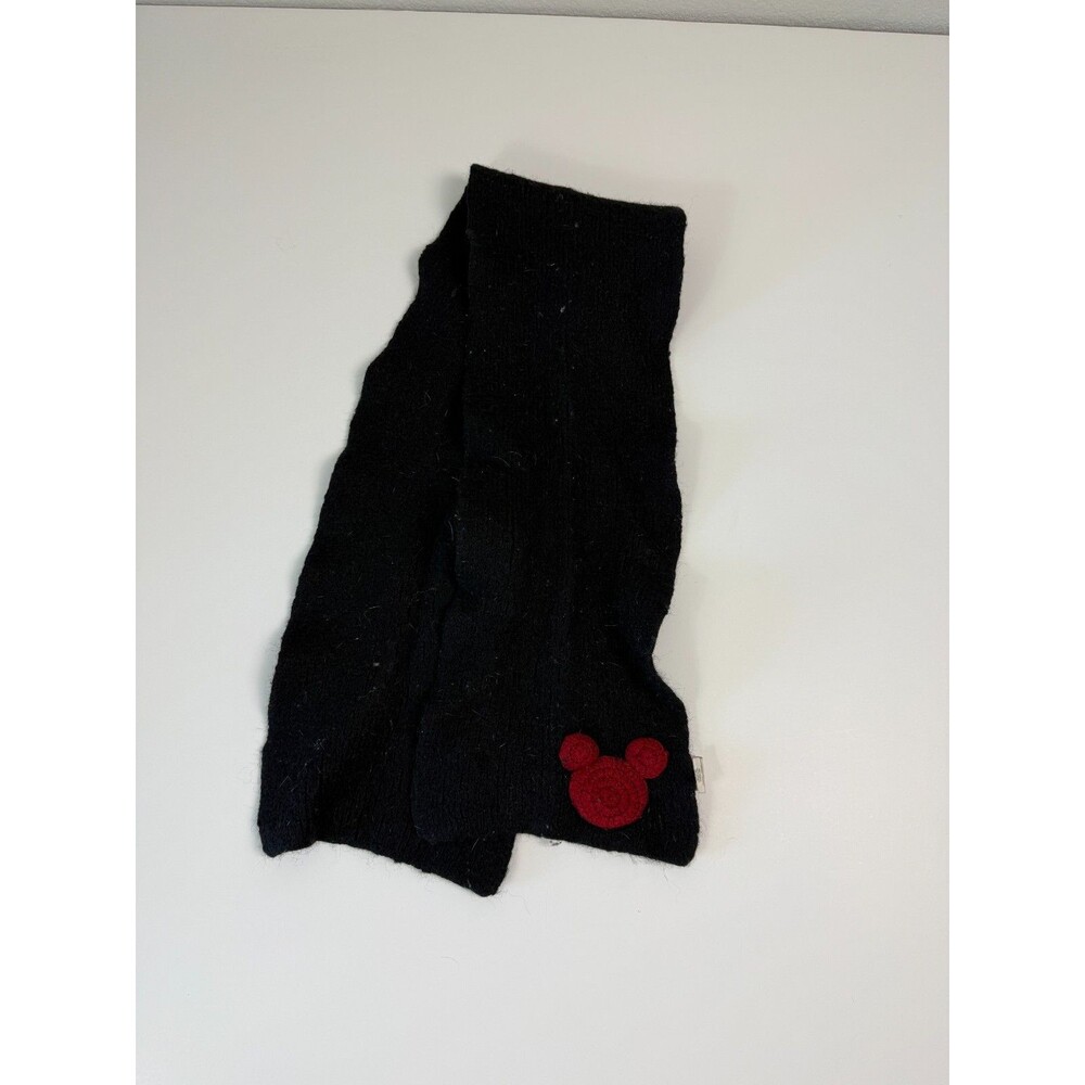 Disney Store Mickey Mouse Unisex Winter Knit Scarf Black Red Wool Blend